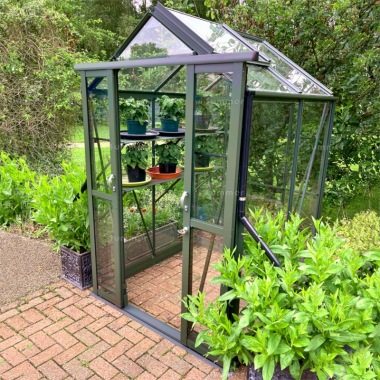 Green Aluminium Greenhouse 193 - Double Door, Toughened Glass