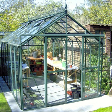 Aluminium Greenhouse 191 - Toughened Glass, Double Door