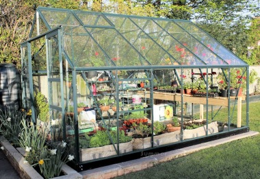 Large Green Aluminium Greenhouse 522 - Double Door