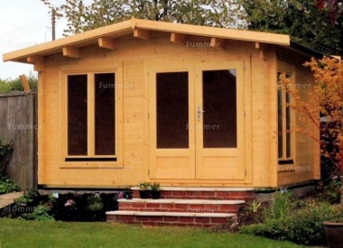 45mm Log Cabin 016 - Apex, Double Glazed, Large Panes 45mm Log Cabin 016 - Apex, Double Glazed, Large Panes