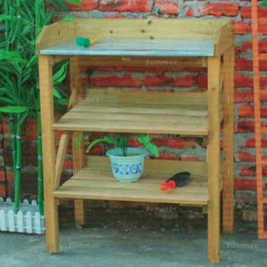 3 Tier Wooden Potting Bench 353 - Galvanized Steel Worktop 3 Tier Wooden Potting Bench 353 - Galvanized Steel Worktop