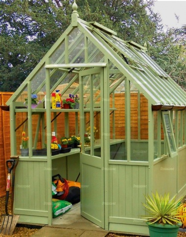 Malvern Cedar Victorian Painted Greenhouse - Part Boarded Malvern Cedar Victorian Painted Greenhouse - Part Boarded