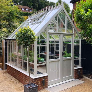 Dwarf Wall Victorian Greenhouse 573 - Steep Roof, Painted, Fitted Free Dwarf Wall Victorian Greenhouse 573 - Steep Roof, Painted, Fitted Free